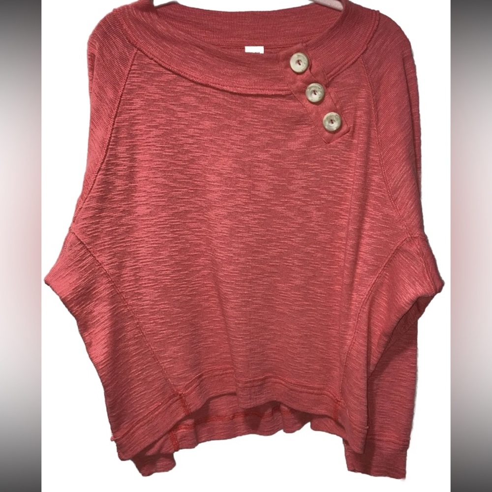Free People We the Free Coral 3 Button LS Medium E2027